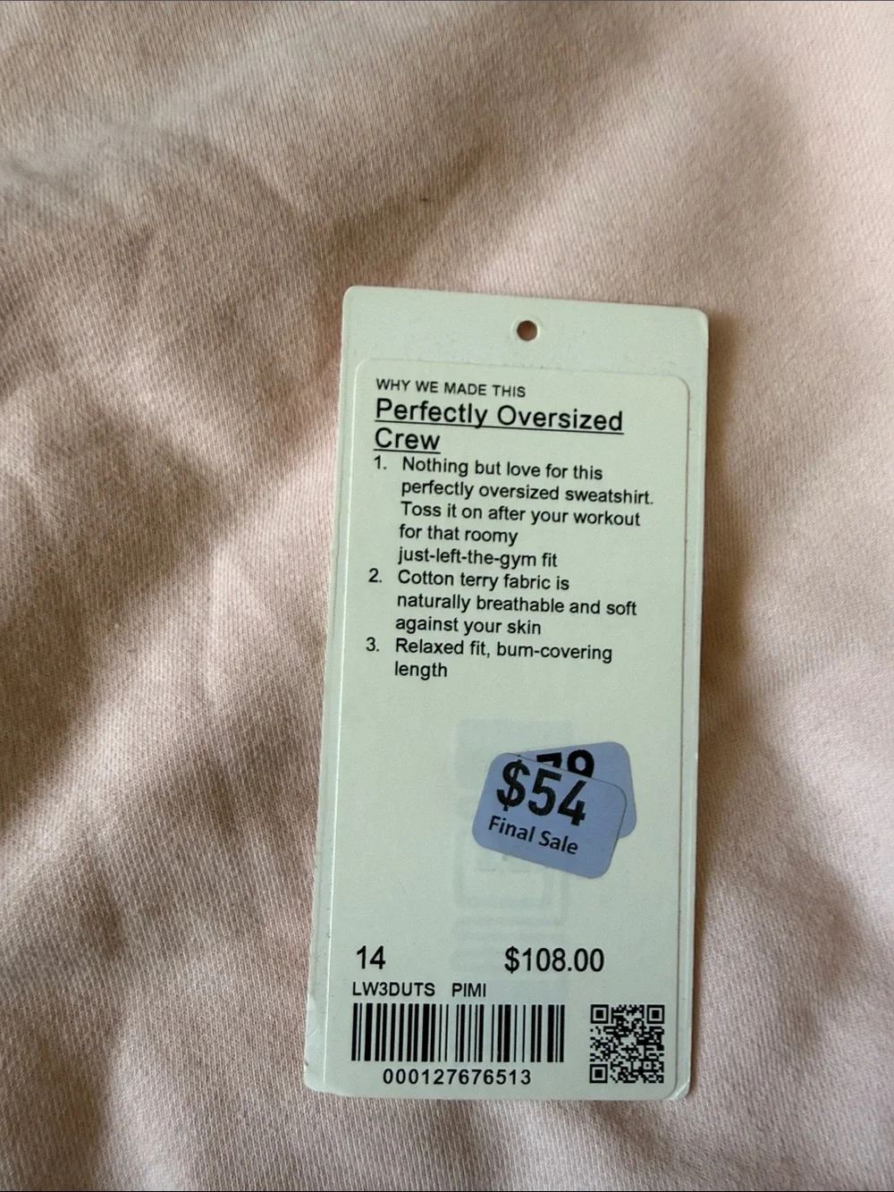 Lululemon Perfection Oversized Crew PIMI 14